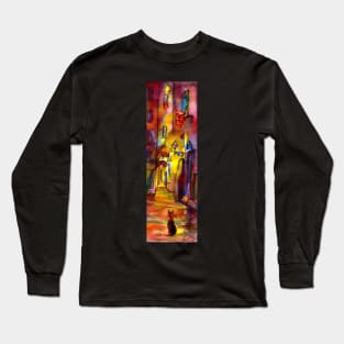 Medieval alley by night in Florence Long Sleeve T-Shirt